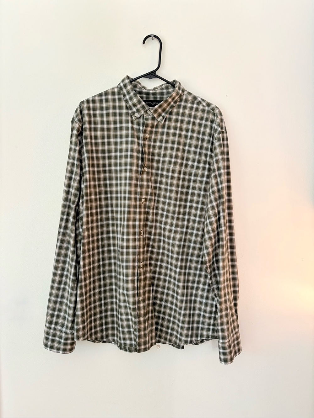 Banana Republic Olive Plaid Button-Down Shirt